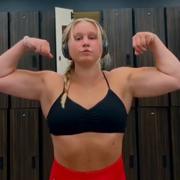 19 years old Fitness girl Caraline Flexing biceps
