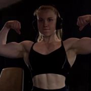 19 years old Fitness girl Lea Flexing biceps