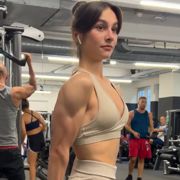 19 years old Fitness girl Sara Flexing muscles