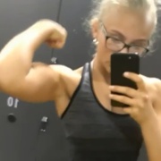 16 years old Fitness girl Katerina Flexing biceps