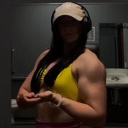 19 years old Fitness girl Leah Flexing muscles