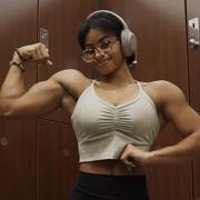 19 years old Fitness girl Ashley Flexing muscles