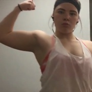 16 years old Fitness girl Ashley Flexing muscles
