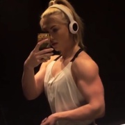 18 years old Fitness girl Natalie Flexing muscles