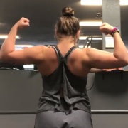 16 years old Fitness girl Ashley Flexing muscles