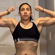 17 years old Fitness girl Olivia Flexing biceps