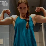 18 years old Fitness girl Leah Flexing biceps