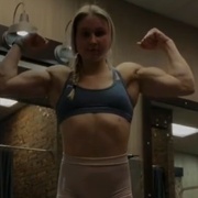 17 years old Fitness girl Caraline Flexing biceps