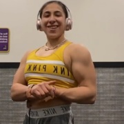 17 years old Fitness girl Olivia Flexing muscles