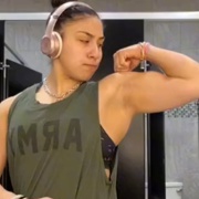17 years old Fitness girl Olivia Flexing biceps