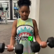 15 years old Fitness girl Mia Biceps curls