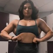 17 years old Fitness girl Gina Flexing muscles