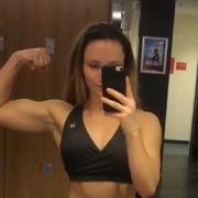 17 years old Fitness girl Ishbel Flexing muscles