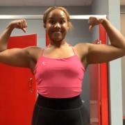 18 years old Fitness girl Alexandria Flexing muscles