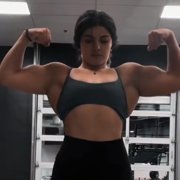 17 years old Fitness girl Gina Flexing muscles