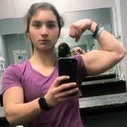 17 years old Fitness girl Sofia Flexing biceps