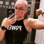 18 years old Fitness girl Katerina Flexing biceps