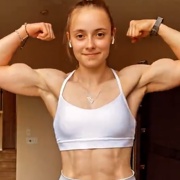 19 years old Fitness girl Taylor Flexing biceps