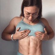 19 years old Fitness girl Fabienne Flexing abs
