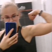 17 years old Fitness girl Katerina Flexing muscles