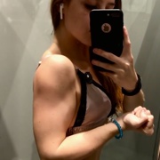16 years old Fitness girl Federica Flexing muscles
