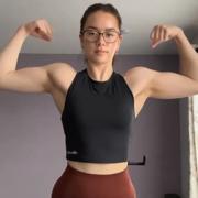 18 years old Fitness girl Vicky Flexing muscles
