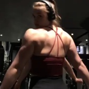 19 years old Fitness girl Emma Flexing muscles