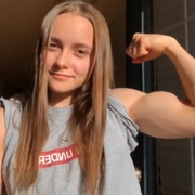 18 years old Fitness girl Taylor Flexing muscles