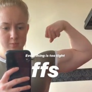 17 years old Fitness girl Caitlin Flexing biceps