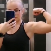 17 years old Fitness girl Katerina Flexing biceps