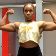 18 years old Fitness girl Alexandria Flexing biceps