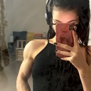 18 years old Fitness girl Alice Flexing muscles