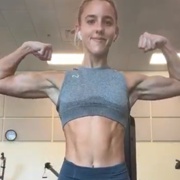 19 years old Fitness girl Cameron Flexing biceps