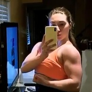 18 years old Fitness girl Madisun Flexing muscles