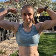19 years old Fitness girl Taylor Flexing muscles