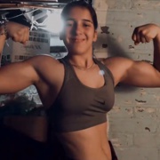 18 years old Fitness girl Aiden Flexing muscles