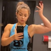 19 years old Fitness girl Maya Flexing muscles