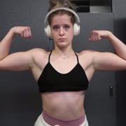 19 years old Fitness girl Gabby Flexing muscles