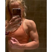 17 years old Fitness girl Shannon Flexing muscles