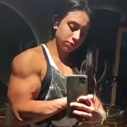 17 years old Fitness girl Rosario Flexing muscles
