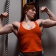 19 years old Fitness girl Maegan Flexing muscles