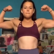 15 years old Fitness girl Chloe Flexing biceps