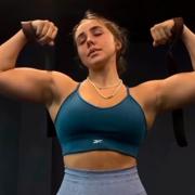 17 years old Fitness girl Natalie Flexing muscles