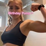 15 years old Fitness girl Olivia Flexing biceps