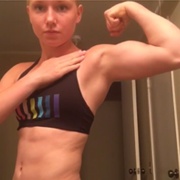 17 years old Fitness girl Lucy Flexing muscles