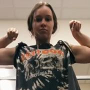 17 years old Fitness girl Liz Flexing muscles