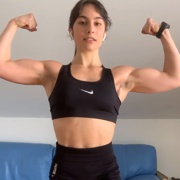 17 years old Fitness girl Sara Flexing biceps