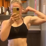 18 years old Fitness girl Ronja Flexing biceps