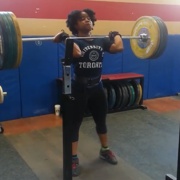 17 years old Weightlifter Jessica Front squatting 105kg for doubles