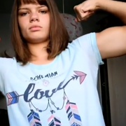 13 years old Fitness girl Lara Flexing biceps